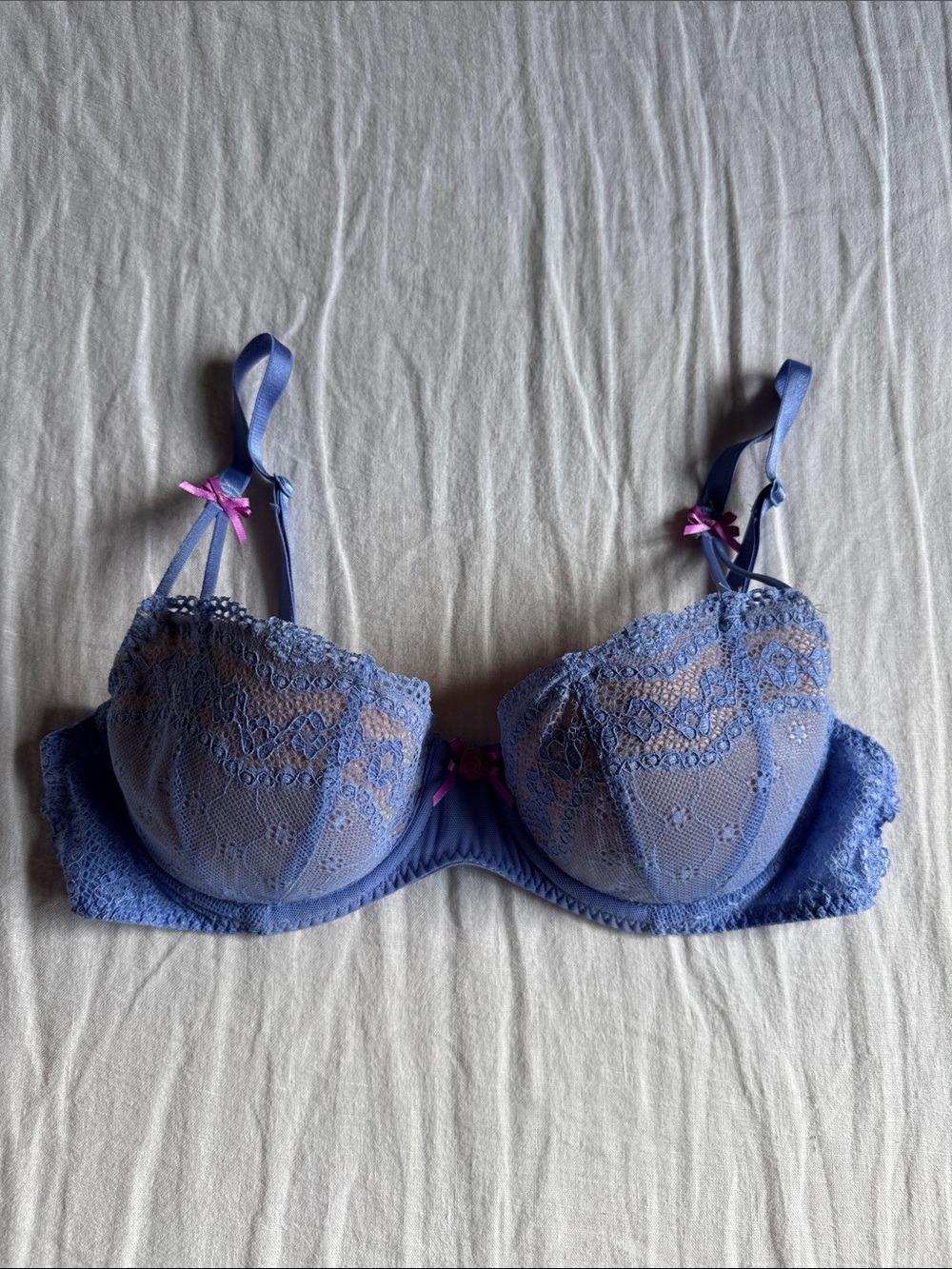 Betsey Johnson Lace Underwire Balconette Bra in Periwinkle